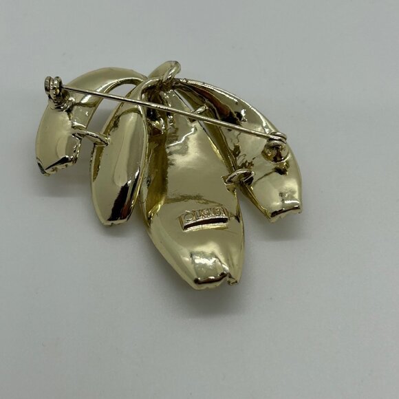 Vintage Lisner Gold-Tone Textured Leaf Brooch Pendant Floral Design Mid-Century - Picture 8 of 16